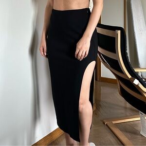 Abercrombie & Fitch Black Side Slit Midi Skirt